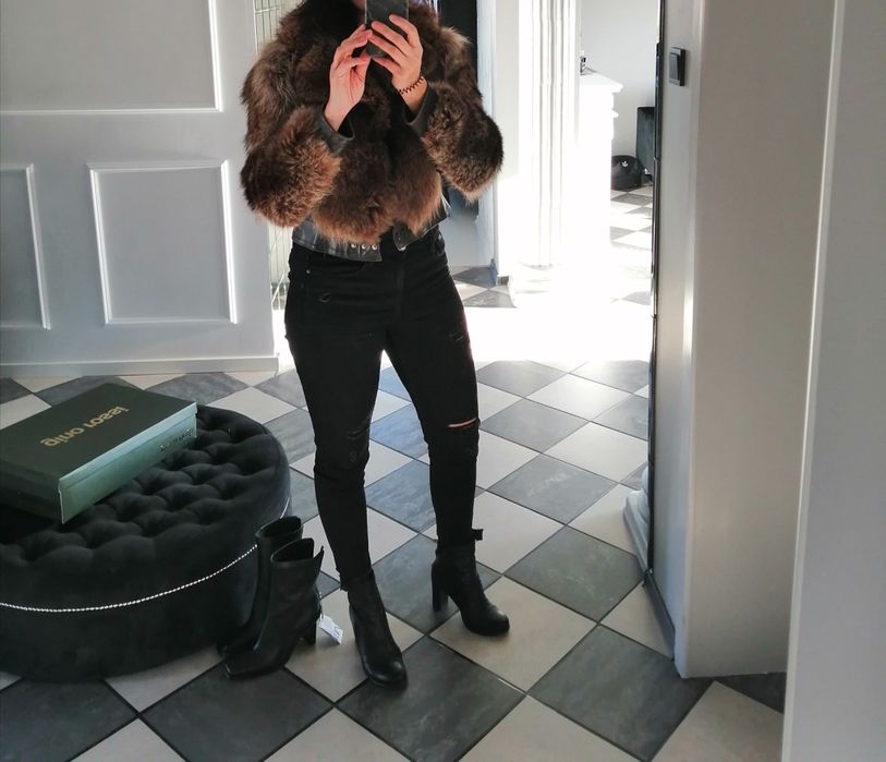 Kurtka skóra naturalna lis jenot Italy Santucci, tenax *zara