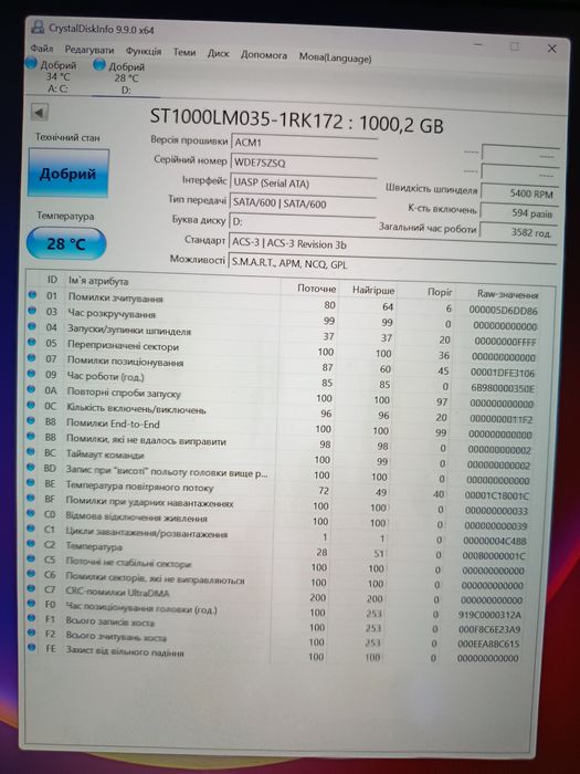 Жосткий диск 1TB hdd m2 для ноутбука ST1000LM035