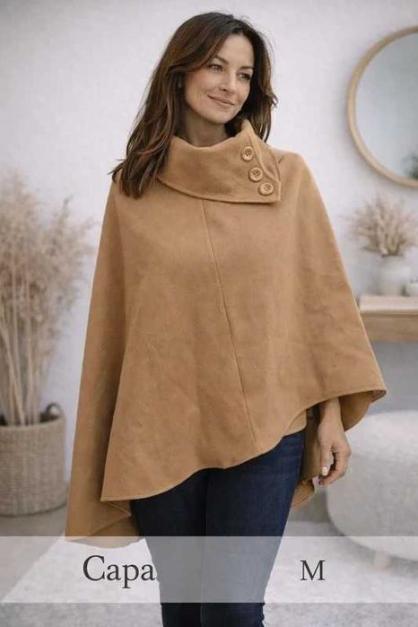 Capa ou poncho de senhora na cor camel