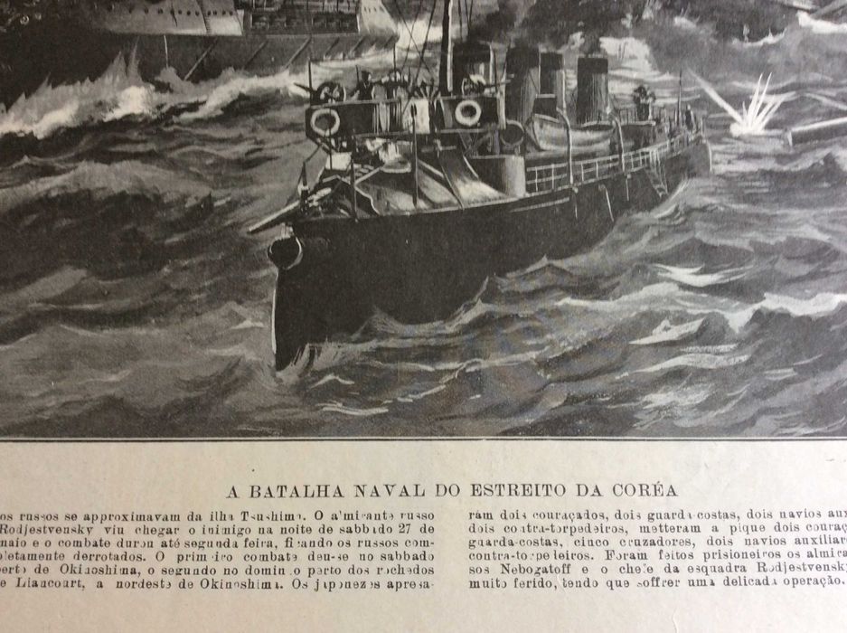 A Batalha naval do estreito da Coréa. Estampa de 1905.