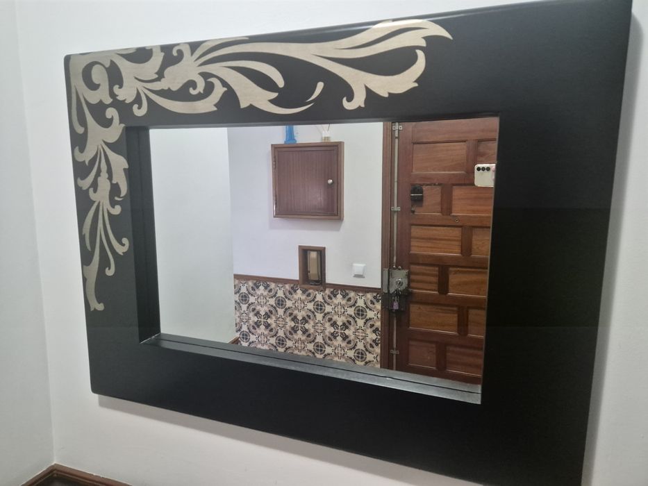 Espelho moldura madeira