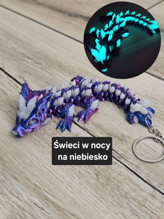Brelok Wolf DragonCrystal 16cm - Ruchomy Brelok Świecący w Nocy - Druk