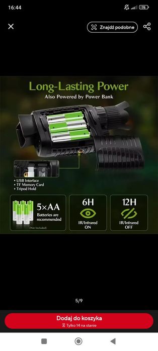 Monookular do obserwacji nocnej noktowizor  i dziennej z funkca camera