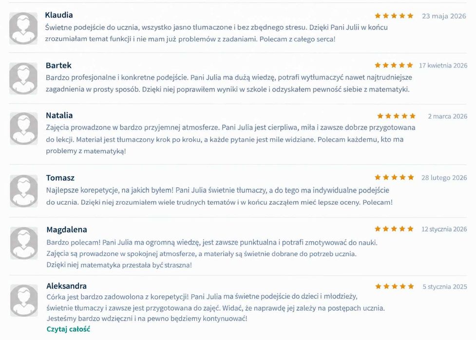 Korepetycje Matematyka OnLine - E8, szkoła średnia, matura