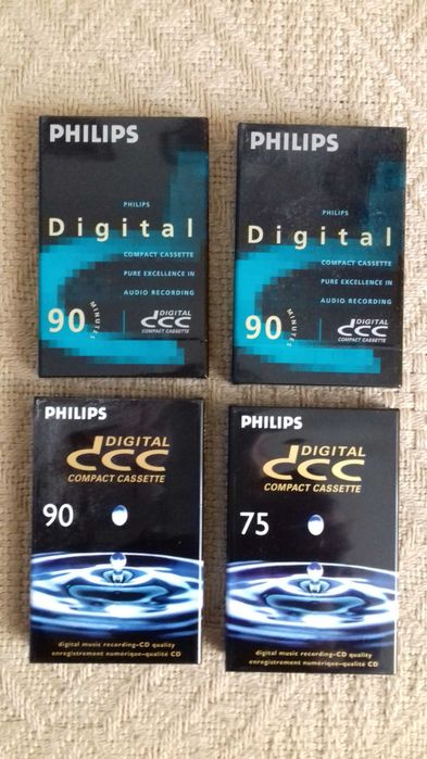 PHILIPS DCC cyfrowa kaseta magnetofonowa x4 pakiet 90 75 Nowe Folia