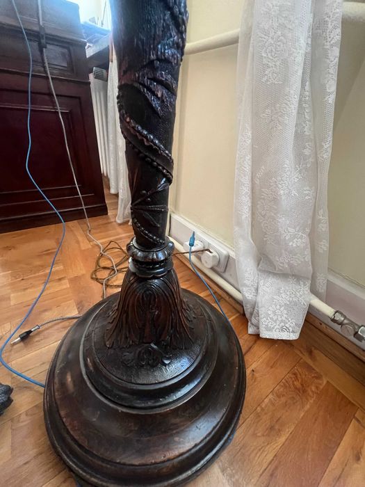 Lampa francuska, drewniana, piękna snycerka