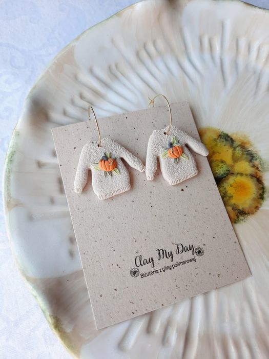 Kolczyki swetry z dynią