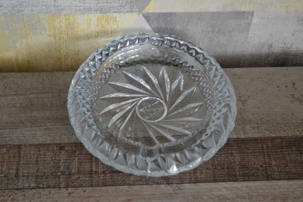 Piękna duża kryształowa popielniczka 1,7kg wagi PRL lata 70-te