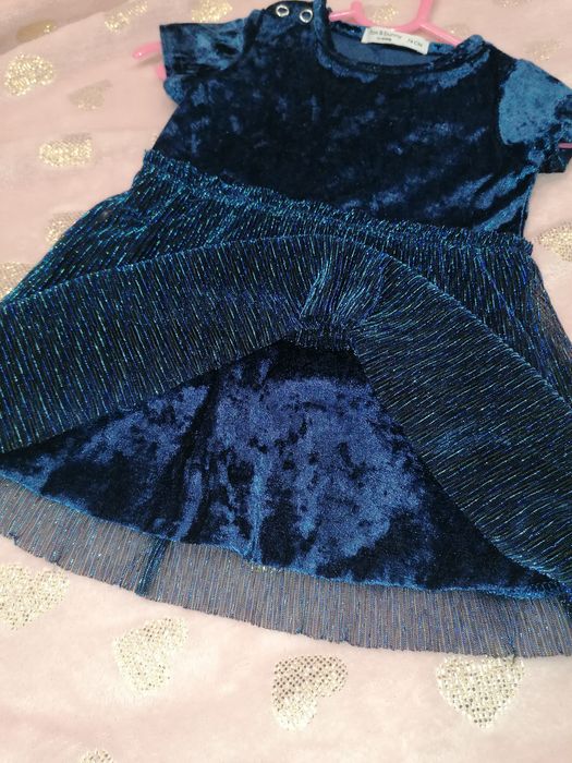 Sukienka świąteczna tiul brokat welur dziewczęca 74