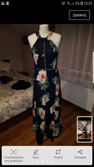 Sukienka z odkrytymi plecami M nowa w kwiaty
