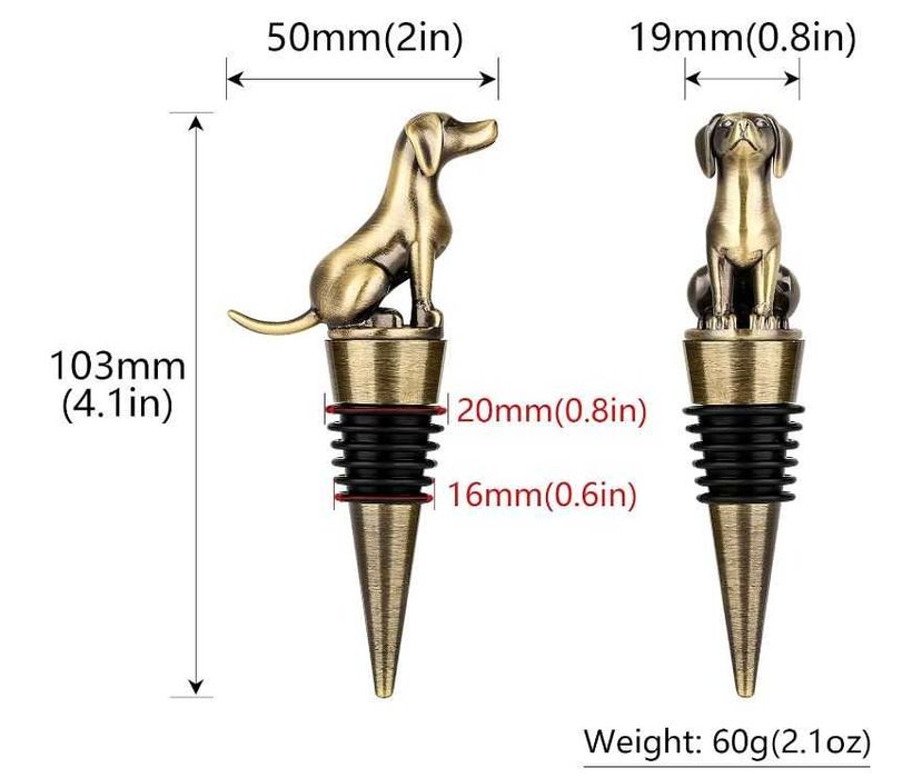 Zatyczka/korek do wina wzór pies, kolor brązu