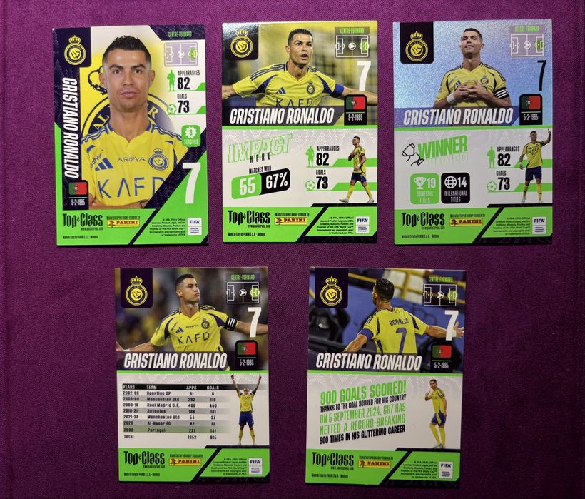 5 cartas Cristiano Ronaldo Panini Top Class 2025 All Nassr