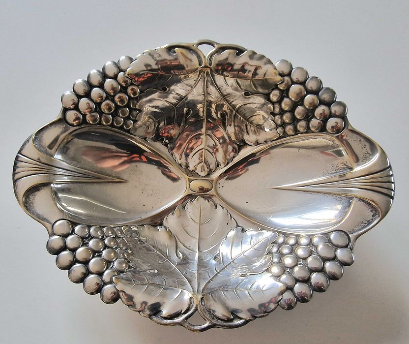 Przepiękna srebrzona patera na owoce Art Nouveau - Secesja