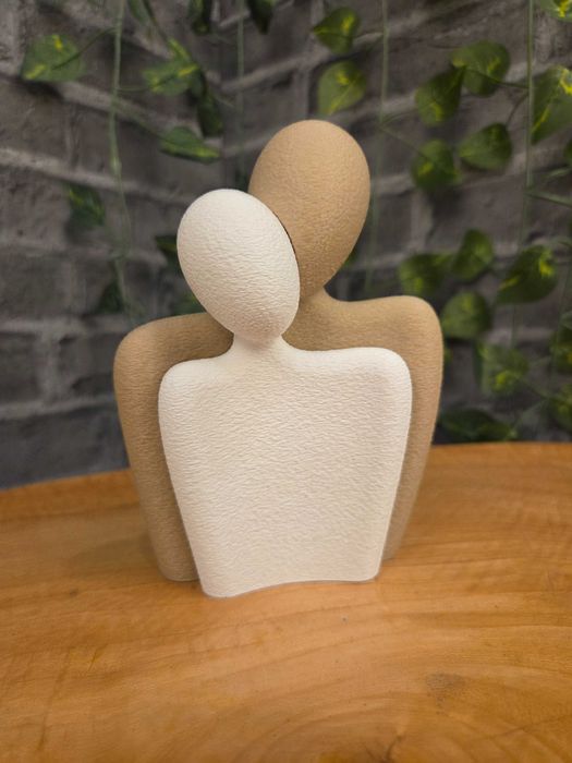 Figurki para abstrakcyjna dekoracja beżowa i biała zestaw nowoczesny