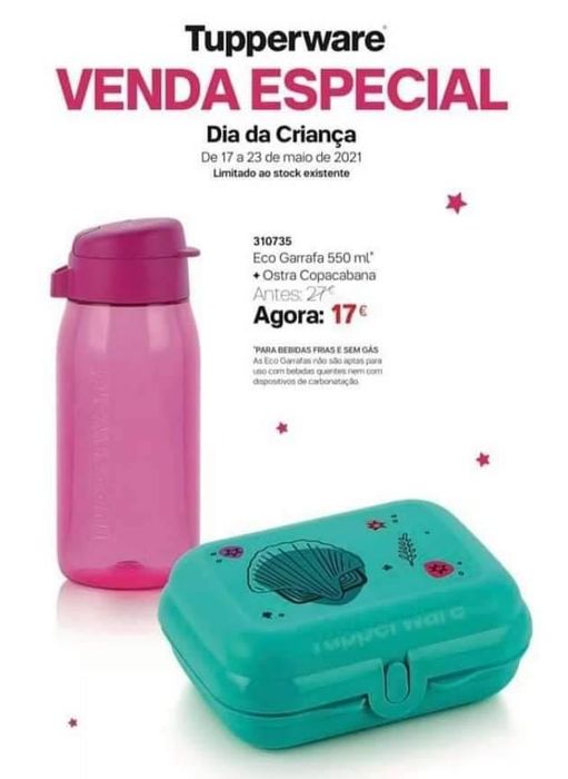 Garrafa Rosa 550ml + Ostra Tupperware