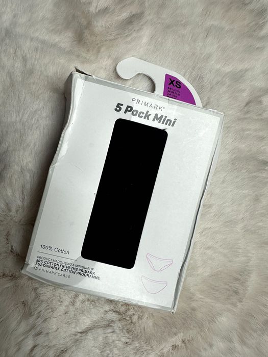 primark 4 x majtki nowe czarne bawełna XS