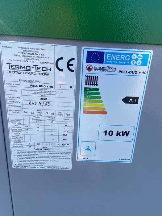 Kocioł termo tech pell duo 10 kW piec na pelet pellet