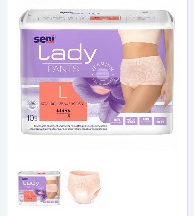 Majtki chłonne, rozmiar L, 60sztuk, darmowa wysyłka