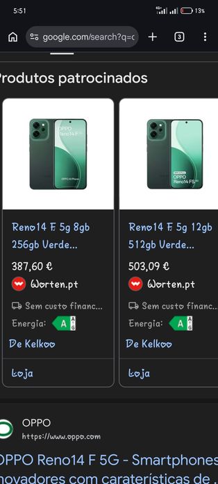 Vendo telemóvel OPPO Reno 14f 5g