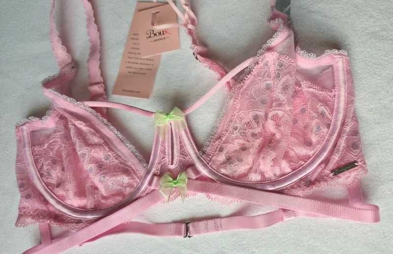 Biustonosz ozdobny koronkowy pudrowy  70D 32D Boux Avenue