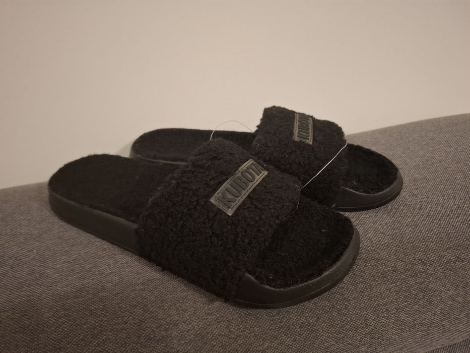 Klapki kubota 39 z wkładką baranek czarne