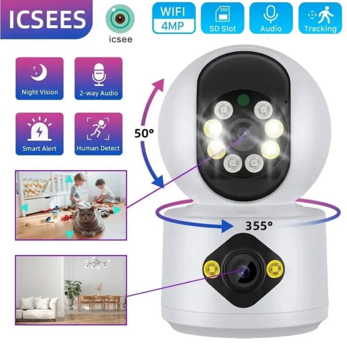 Відеокамера wifi відеонагляд  2 duo wifi двойна поворотна