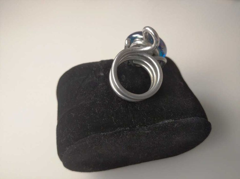 Anel pedra azul/artesanato (novo)