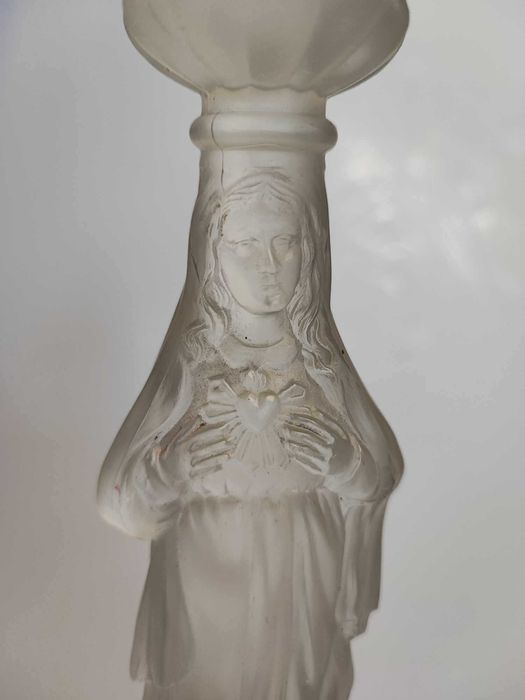 Przedwojenny świecznik,huta Ząbkowice M.Boska gorejące serce