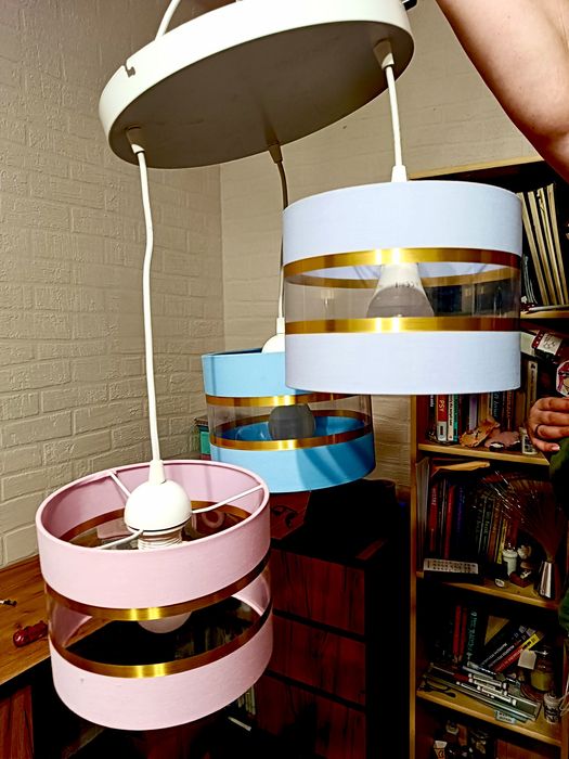 Żyrandol pastelowy na trzy żarówki + kinkiet