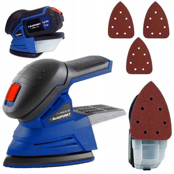 Szlifierka Oscylacyjna Akumulatorowa 18V Mocna Delta + 3 szt. papierów