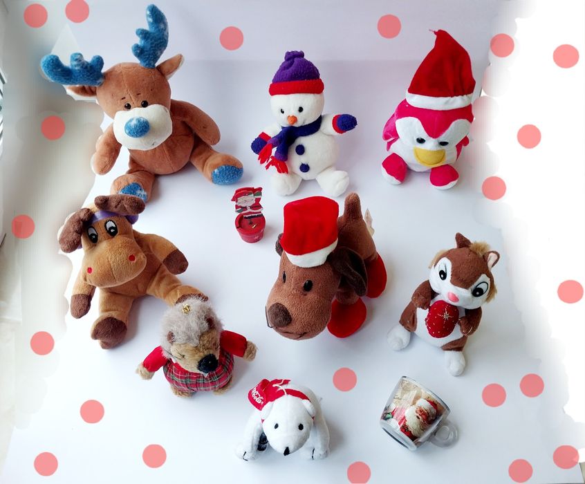 Іграшки м'які малі по 25грн новорічна тема плюшеві звірятка до подарка