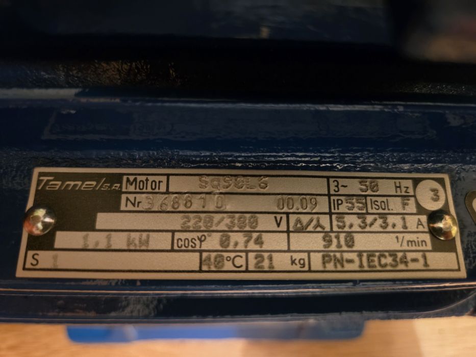 Silnik elektryczny Tamel 1,1 kW, 910 obr. Sq906L
