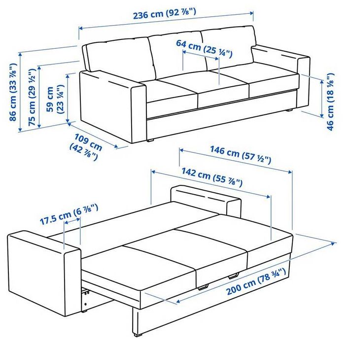 Sofa 3-osobowa Ikea BÅRSLÖV rozkładana, Tibbleby Barslov nowa