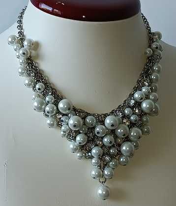 naszyjnik z perłami i cyrkoniami NOWY