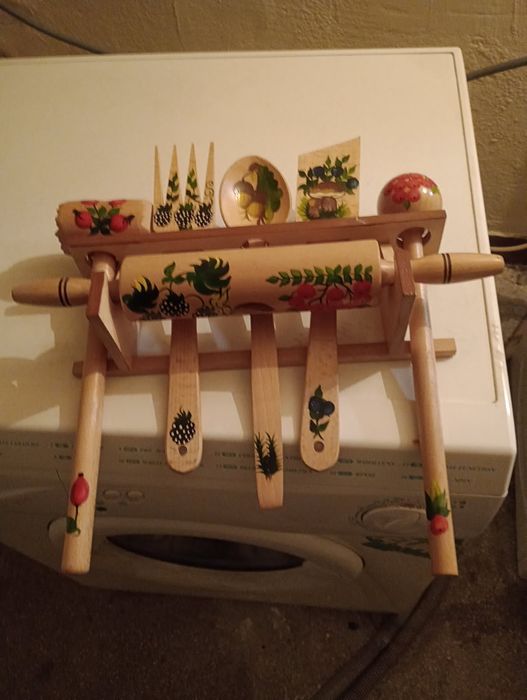 Zestaw drewniany, styl PRL