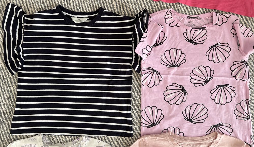 Koszulki z krótkim rękawem HM (x 13) i inne zestaw 19 szt. rozmiar 134