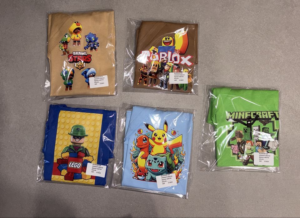 Nowe t-shirty chlopiece Minecraft, roblox, brawl stars, lego 110-140