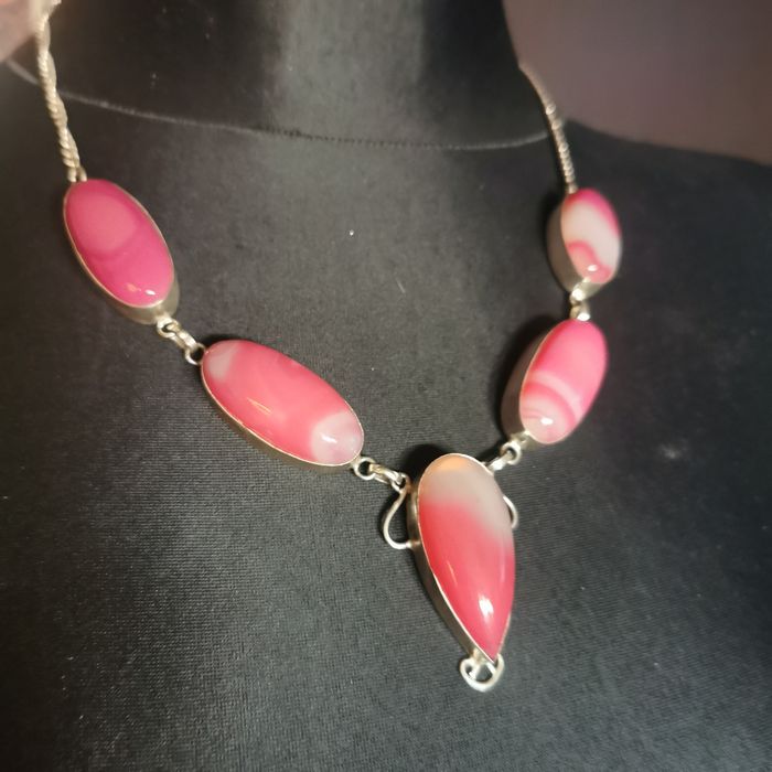 Kolia / naszyjnik rozowy Agat