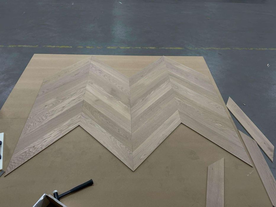 Ekskluzywny Parkiet Drewniany Bauwerk Formpark Rombico Dąb Farina 14 | NOWY 70,38 m2 Jodełka Francuska Chevron