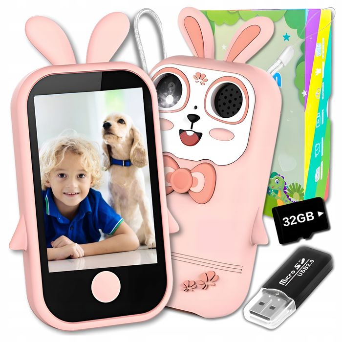 Telefon Dla Dzieci Zabawkowy Aparat Cyfrowy Edukacyjny Kamera + Karta