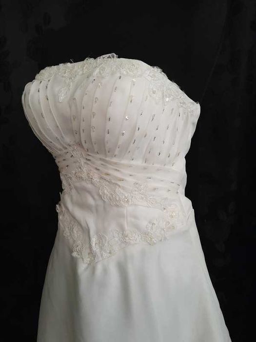 suknia ślubna śmietanowa XS/S/M-vintage+welon
