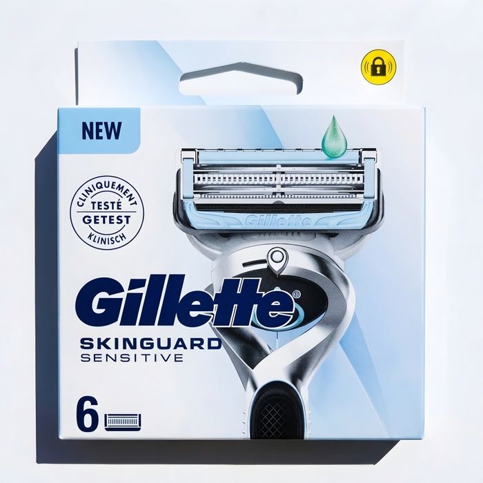 6 шт Gillette Skinguard Sensitive змінні касети на станок Gillette Fusion, ProGlide - 100% оригінал