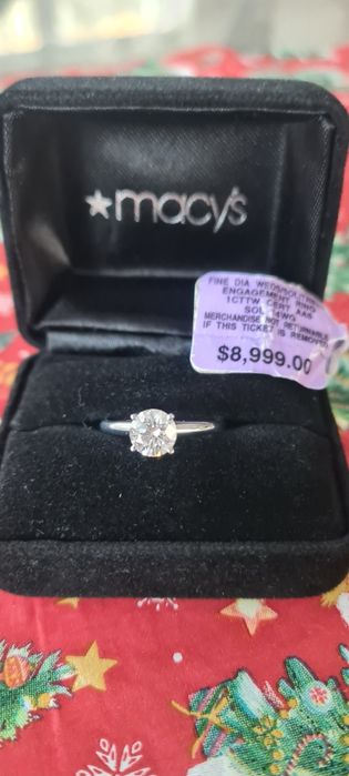 Pierścionek zaręczynowy z brylantem 1 karatowym, białe złoto.