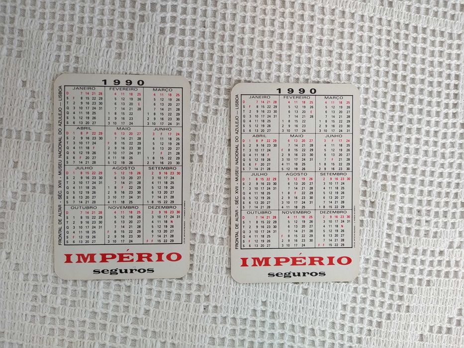 Calendários da Companhia de Seguros Império - 1990