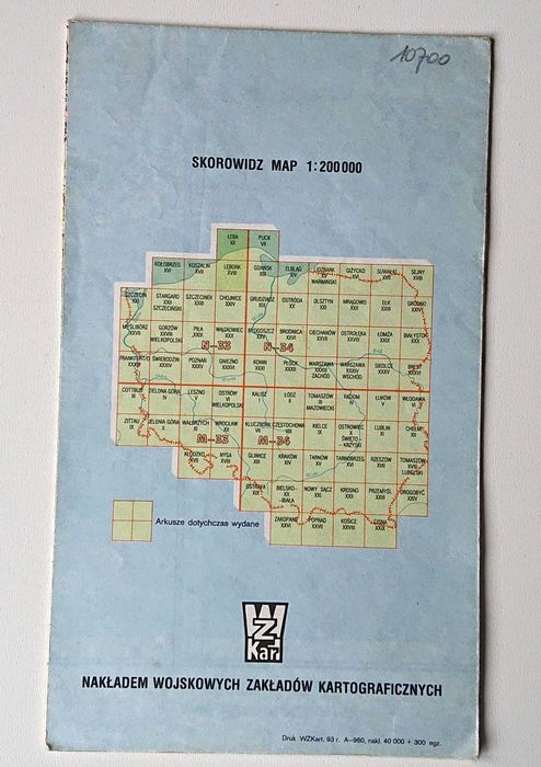 Łeba i Lębork - Mapa topograficzna Polski- 1993 rok