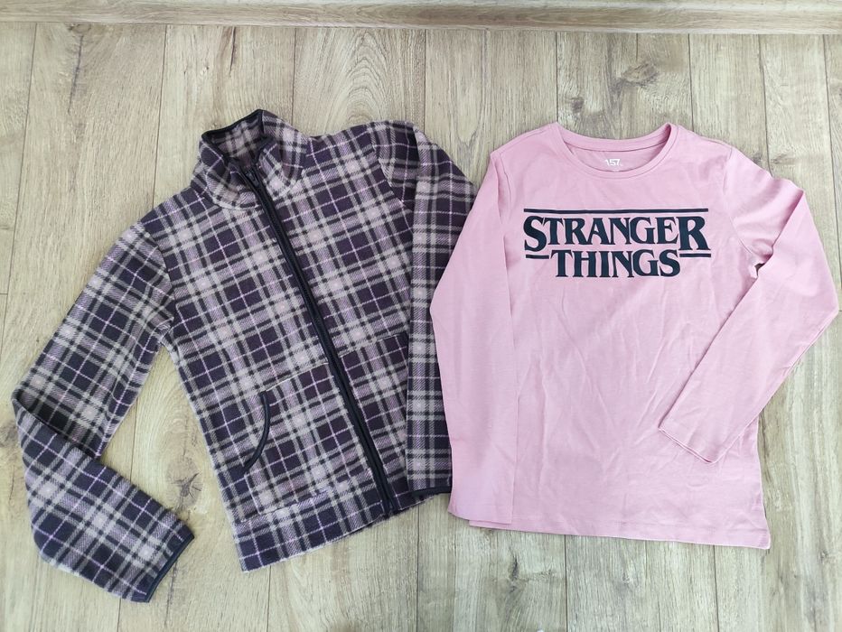 Lindex Kids zestaw polar bluza zapinana bluzka 140/146 stranger thing