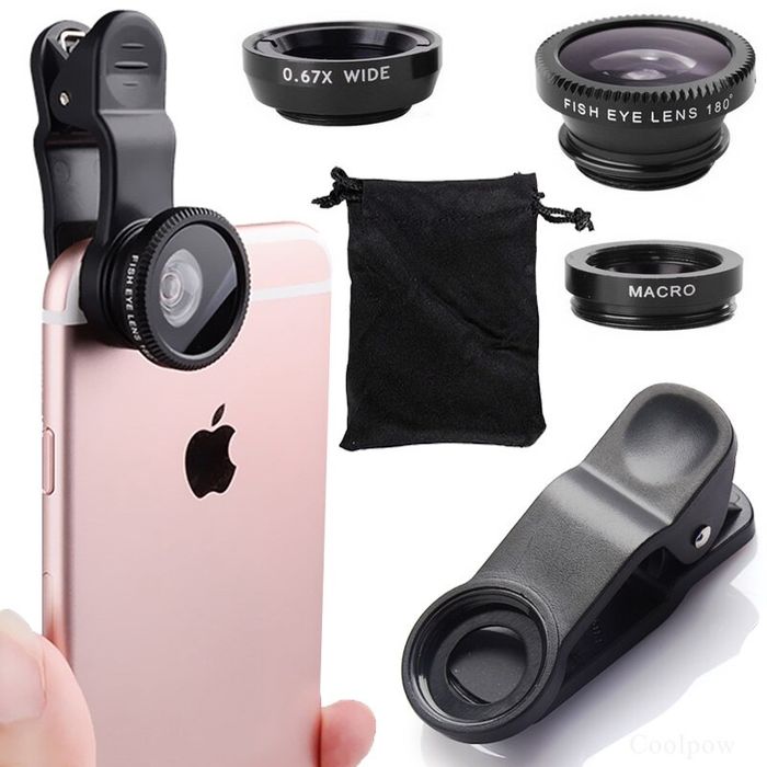 Лінза для телефона 3в1 : макролінза, фішай, широкутна лінза, прищепка