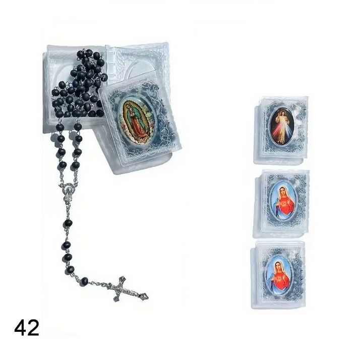 3шт чорний ароматний дерев'яний розарій в коробочці, чотки вервиця