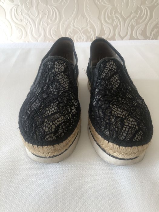 Trussardi Jeans espadryle czarne koronkowe r.38