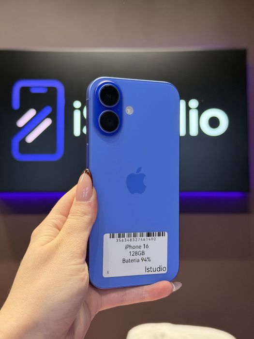 iPhone 16 128GB Niebieski-BATERIA 94%- Stan bardzo dobry – Raty 0% – Wysyłka / Odbiór Warszawa GWARANCJA 12 MIESIĘCY!!!